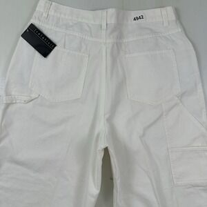 NEW Relativity Carpenter Pants Women 10 White Painter Baggy Wide Leg Crop Cotton